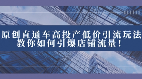 【副业项目8402期】2023直通车高投产低价引流玩法，教你如何引爆店铺流量！缩略图